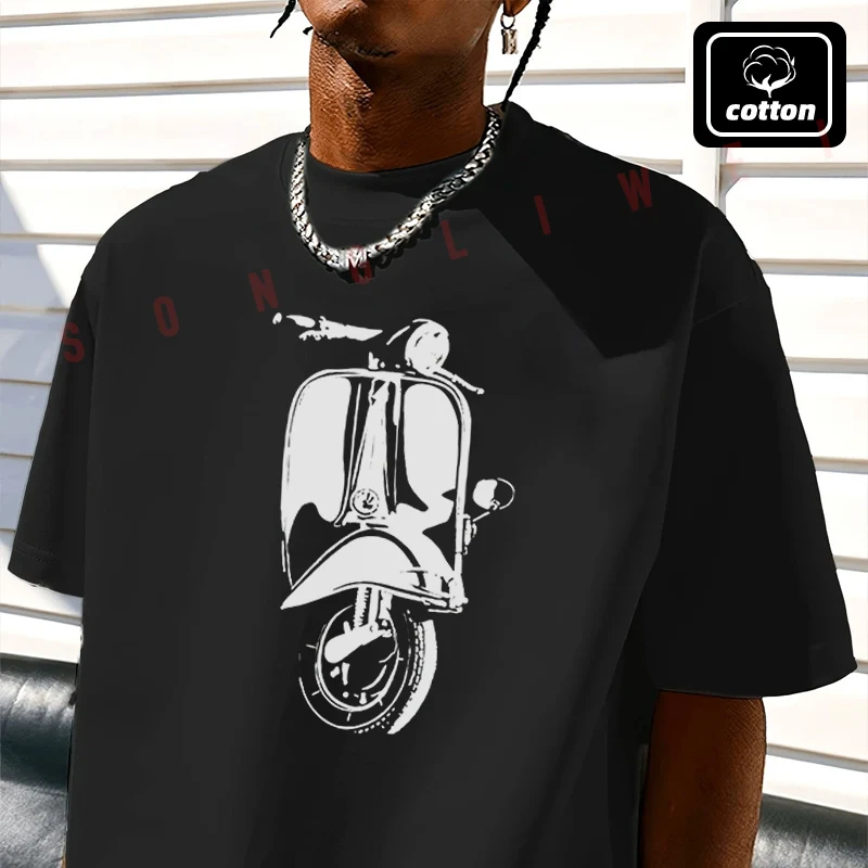 Vintage Scooter PX Accessories Moto T-Shirt Vintage Cotton Plain Mens Funny T Shirts Casual Harajuku Clothes