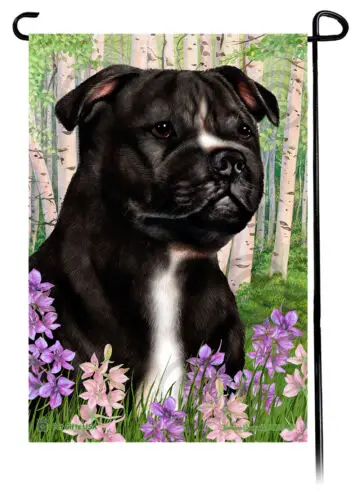 Staffordshire Terrier Spring Flowers Garden Flag