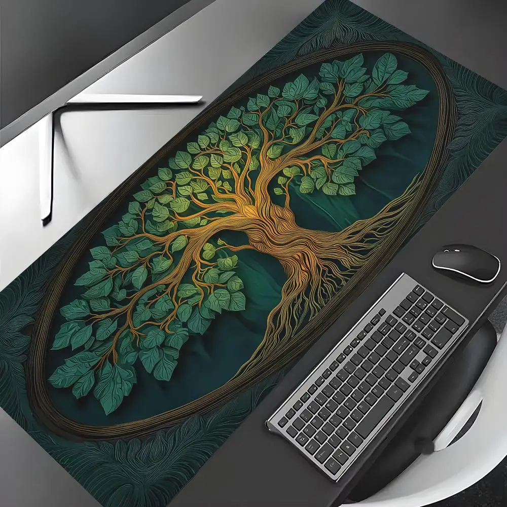 Ancient World Tree Totem large Mouse Pad Gaming mats Non-Slip Desk Mat mouse carpet with Stitched Edge HD printing Office mat