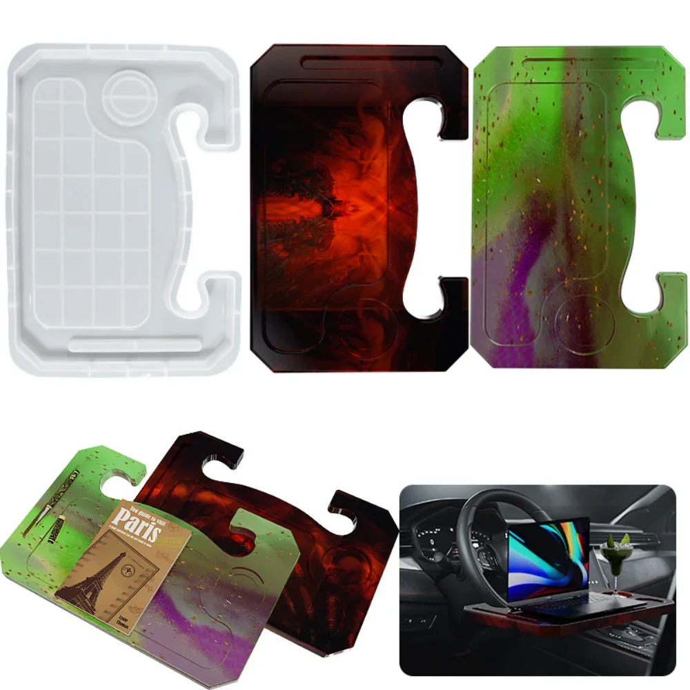 Car Steering Wheel Notebook Bracket Rack Tray Silicone Mold DIY Handcrafts Car Steering Wheel Tray Epoxy Resin Casting Molds