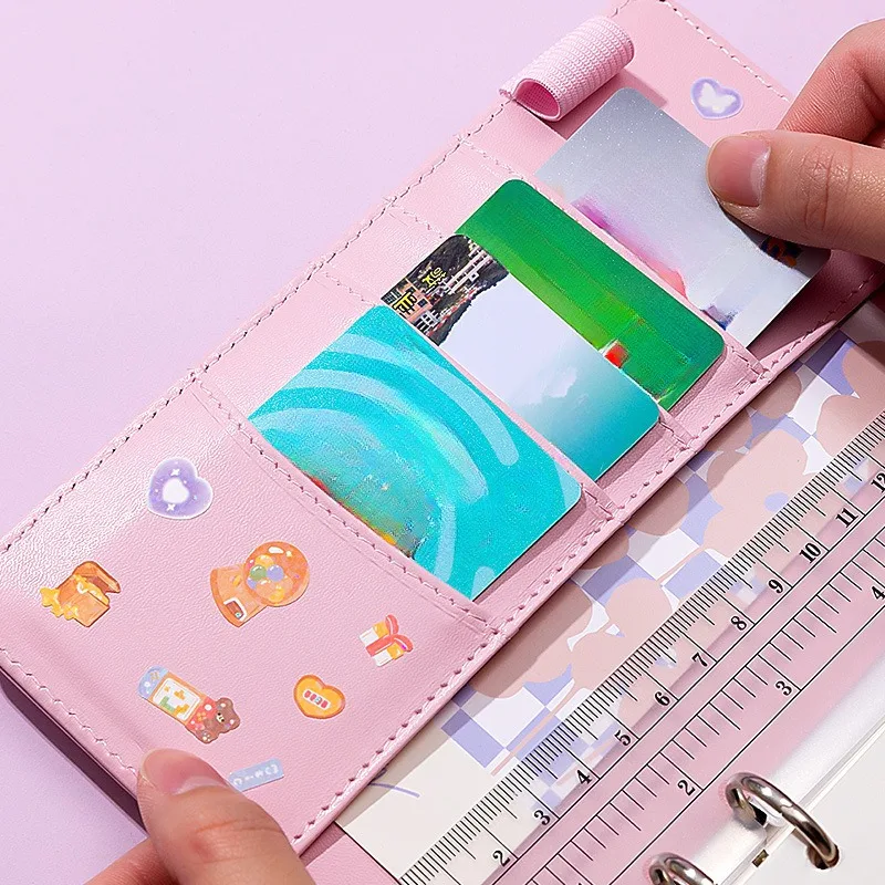 A6 Loose-leaf Macaron Savings Books:12 Budget Cards+12 Zipper Bags+2 Stickers,Cash Storage Accounting Book Family Management