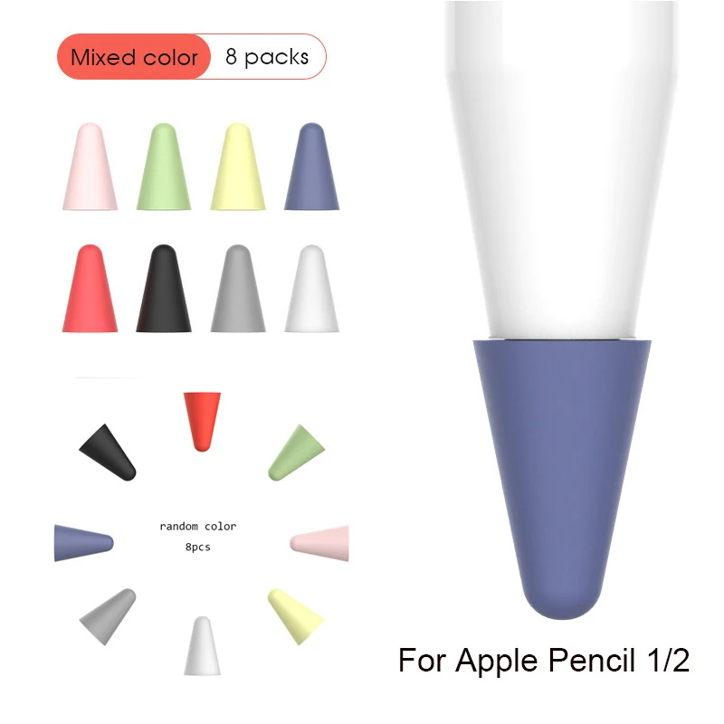 

8Pcs Tip Cover For Apple iPad Pencil 2 1 Soft Nib Case Apple Pencil 2nd 1st Generation Touchscreen Stylus Pen Protective Cases