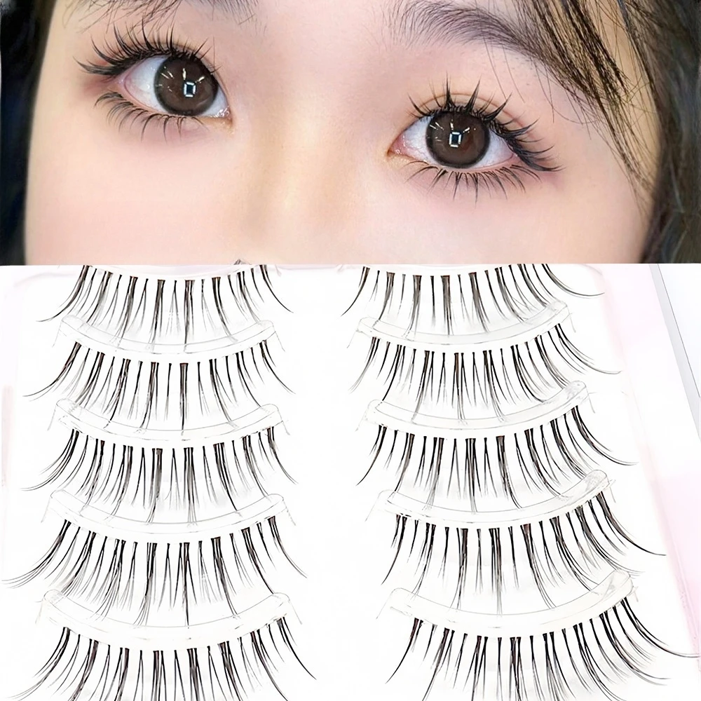 Natural and Fresh 3D Natural Eyelashes, C-Shaped Curls, 5 Pairs of Transparent Comic Eyelashes