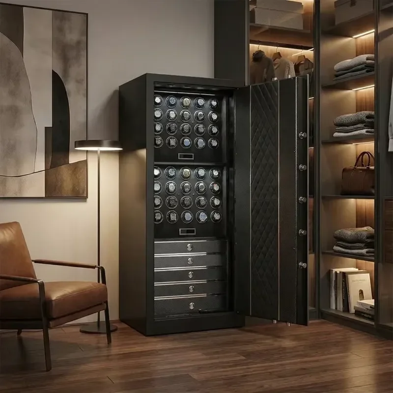 Luxury Watch Winding Machine Jewelry Safe Carbon Fiber Automatic Winding Storage Cabinet Anti-theft Cabinet Locker OEM Custom