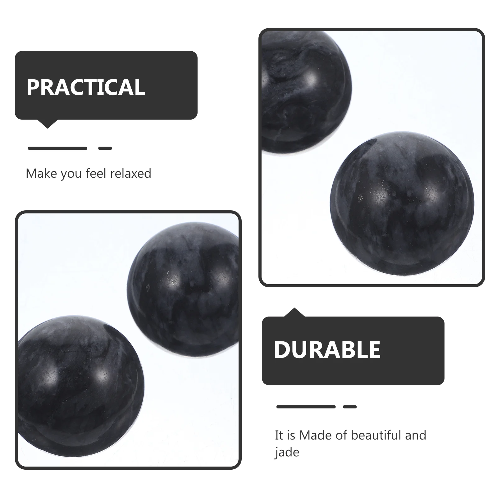 2 Pcs Baoding Balls with Chime Chinese Hand Medicine Exercise Jade Toy Massage Relief Stress Reliever Fitness