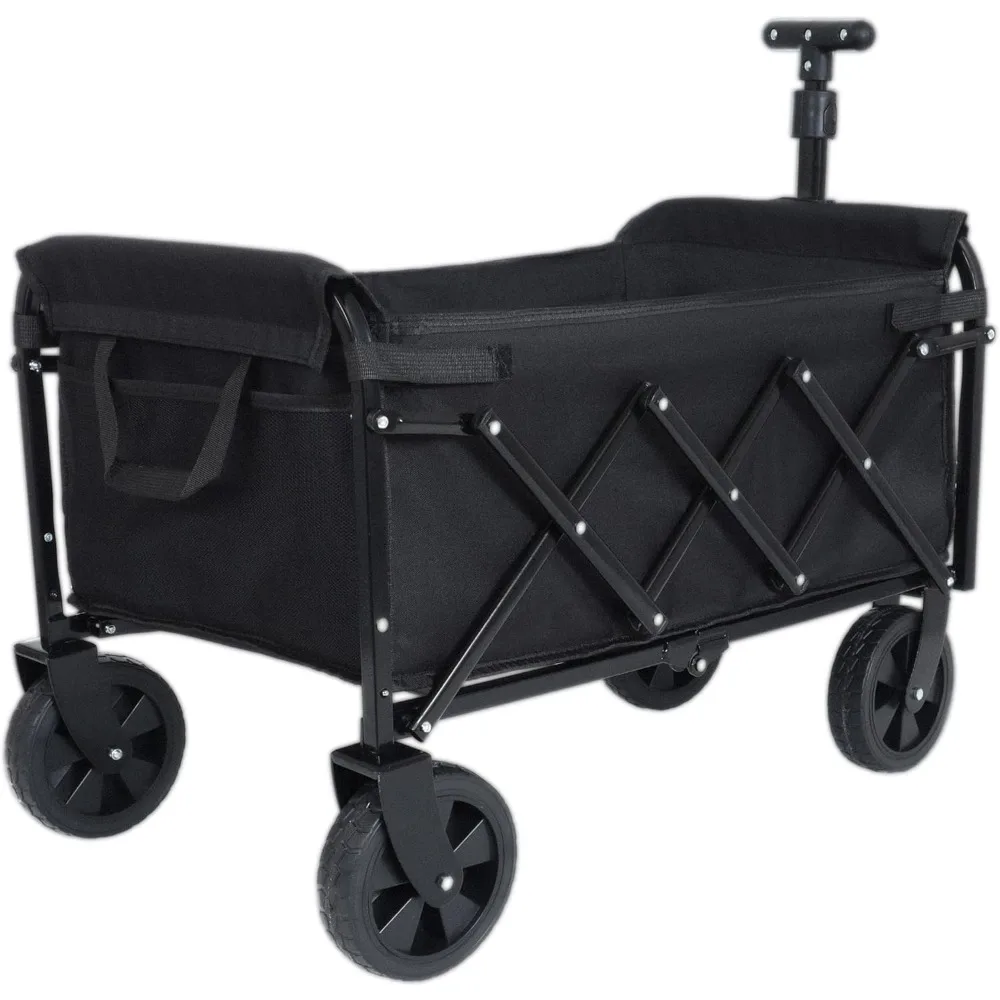 "double-deck folding trolley: 100% more storage for outdoor adventures and errands"