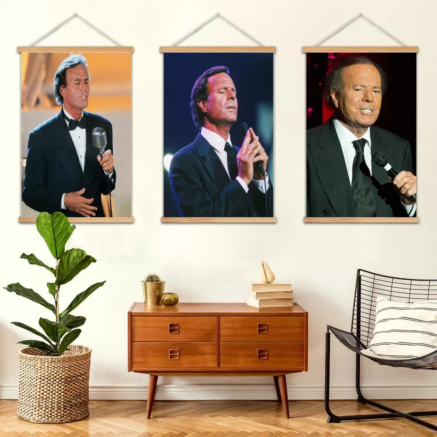 Julio Iglesias Pintura de parede emoldurada, pôster de arte em tela e arte de parede, família moderna, decoração de quarto, pôsteres, pintura decorativa