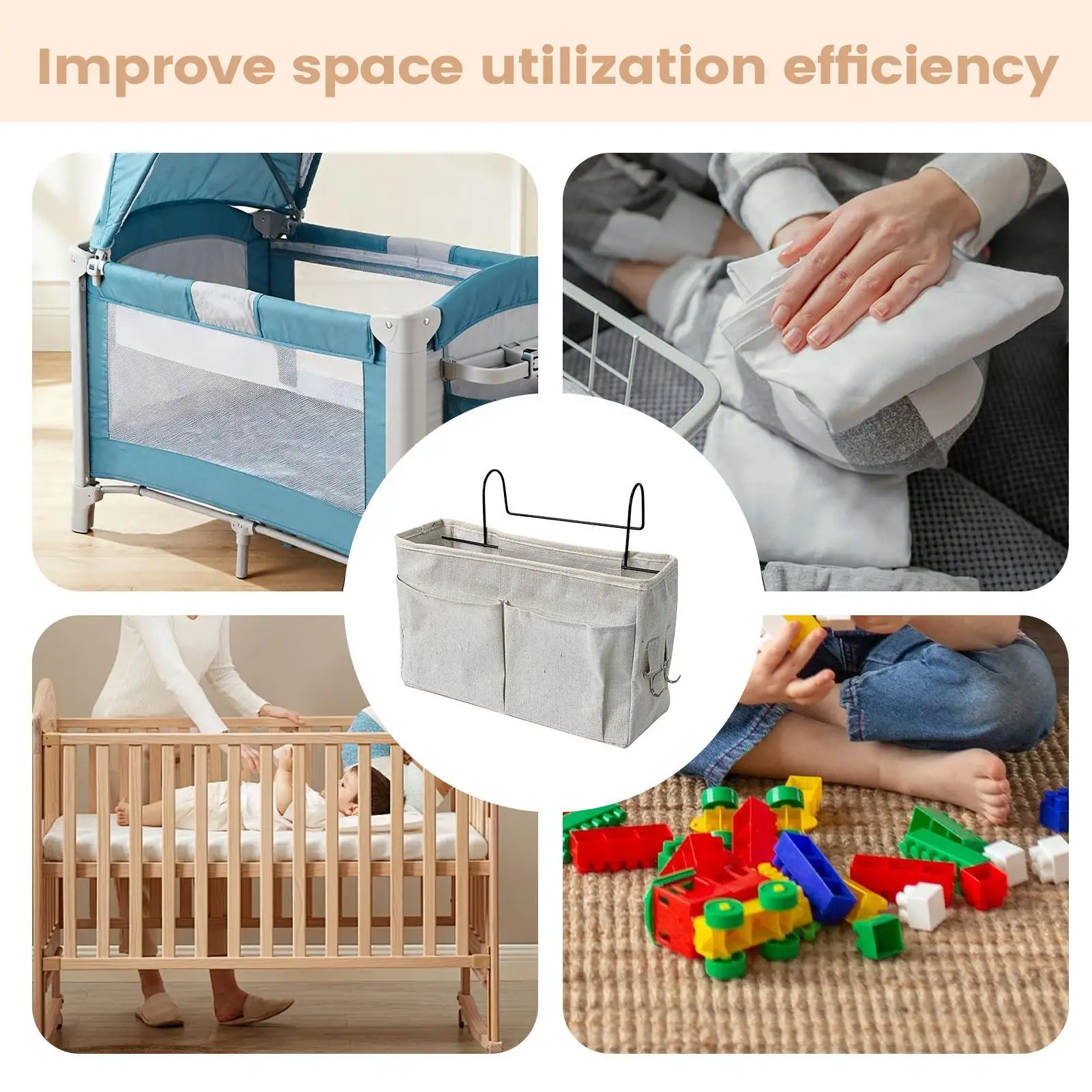 Nachttisch-Aufbewahrungsorganisator zum Aufhängen, verstellbar, tragbar, für Kinderzimmer, Nachttisch-Wickeltasche für Wohnheim, Etagenbett, Schlafzimmer, Kinderzimmer