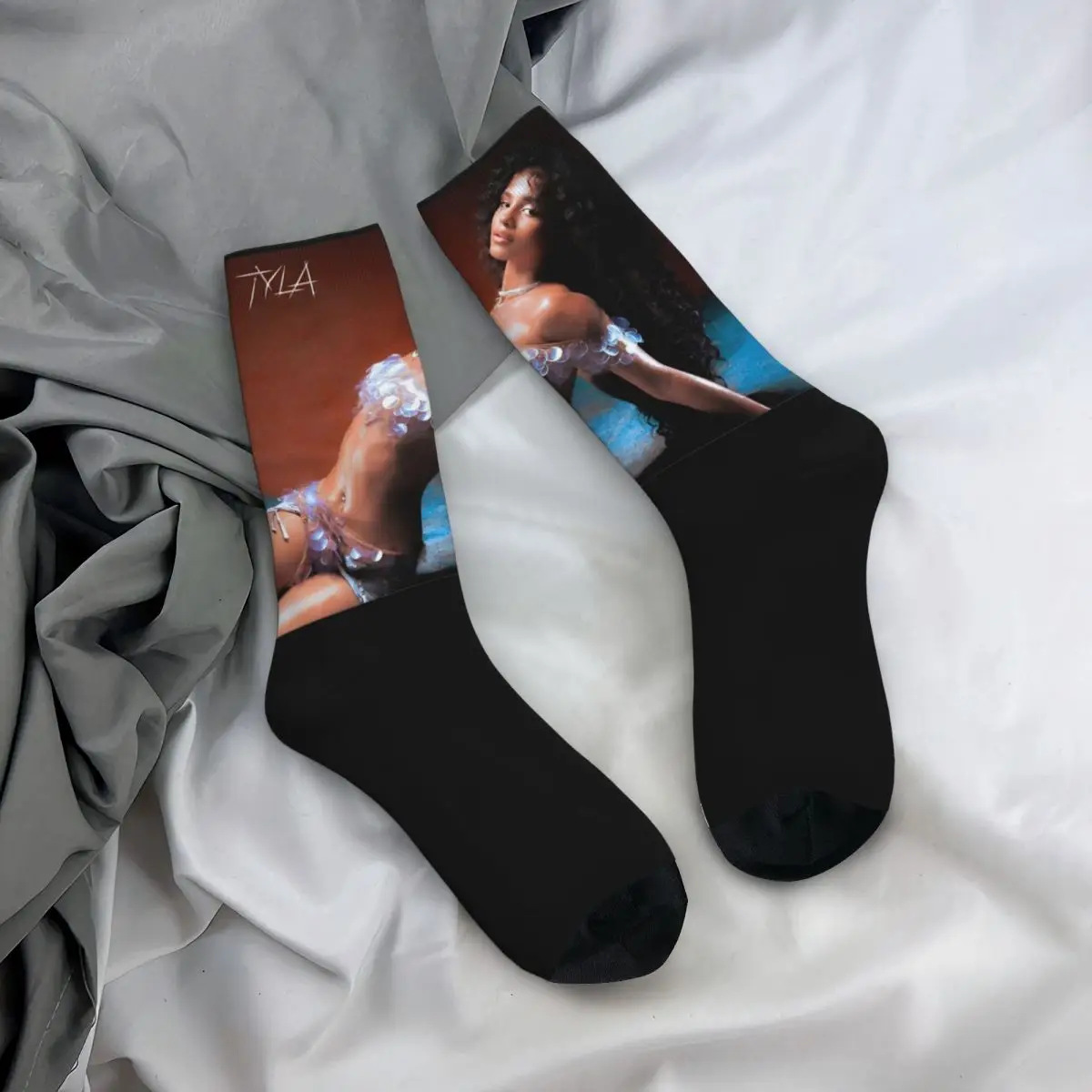 Casual Tyla Singer 2024 New Album Design Print Socks Merch Spring Autumn Winter Pop Music Cute Middle Tube Socks Sweat Absorbing