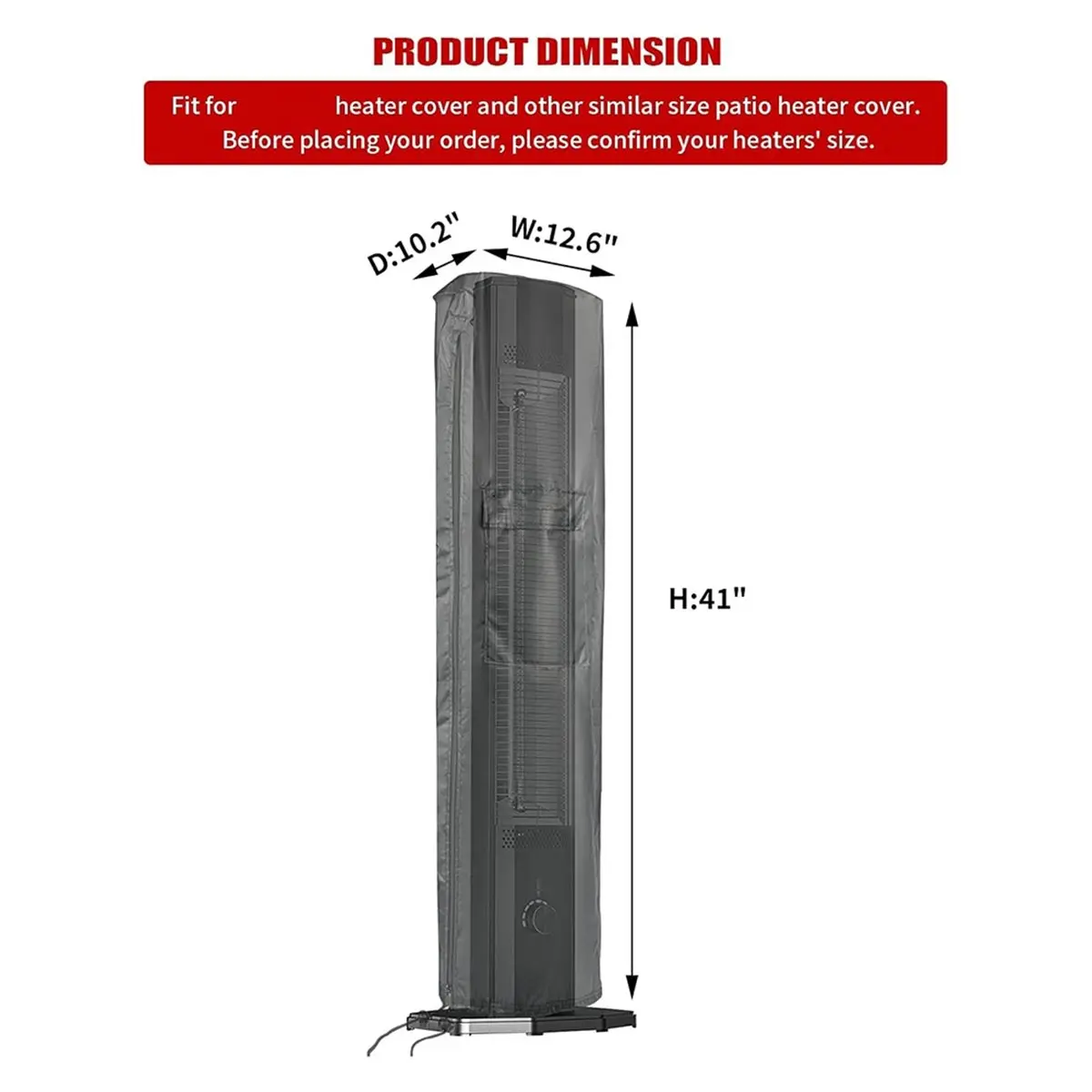 Waterproof Patio Heater Cover Zipper Heavy Duty Storage Cover for Patio Outside Home Use