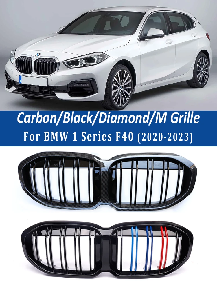 Front Bumper Kidney M Color Grille Facelift For BMW 1 Series F40 2019-2023 Carbon Fiber Racing Grill Cover Car Replacement