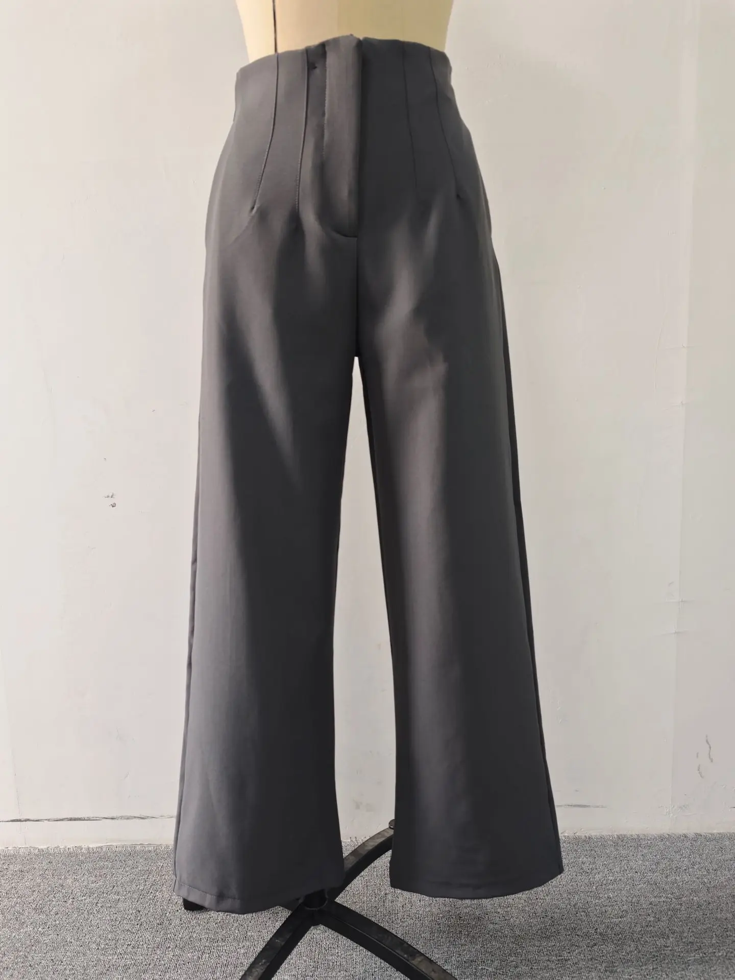 Damen High-Waist Weite Hosen Elegante Maßgeschneiderte Gerade Hosen Büro-Arbeitshosen Lässige Unterteile Bequeme Anzughosen – Detail 4