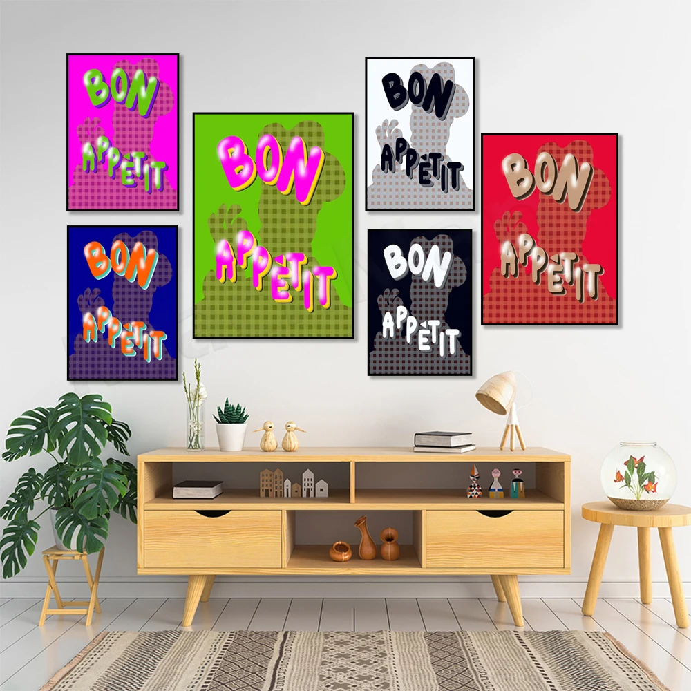 Bon Appetit Prints | Kitchen Posters | Foodie Gifts | Culinary Arts, Modern Kitchen Wall Art Decor Posters, Housewarming Gifts