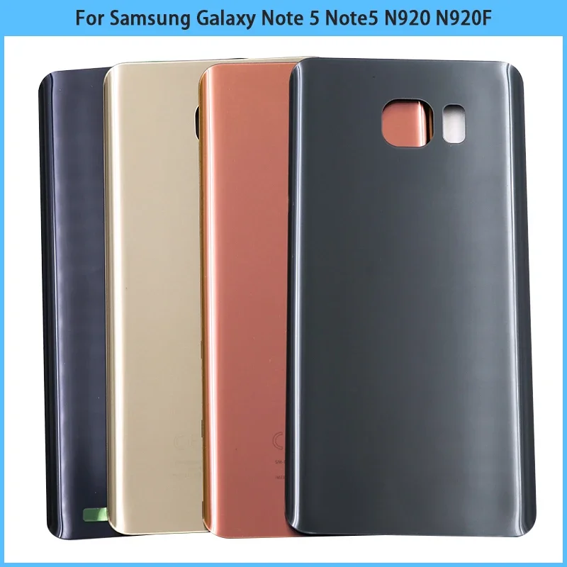 New For Samsung Galaxy Note 5 N920 N920F Battery Back Cover Rear Door Note5 3D Glass Panel Housing Case With Camera Lens Replace