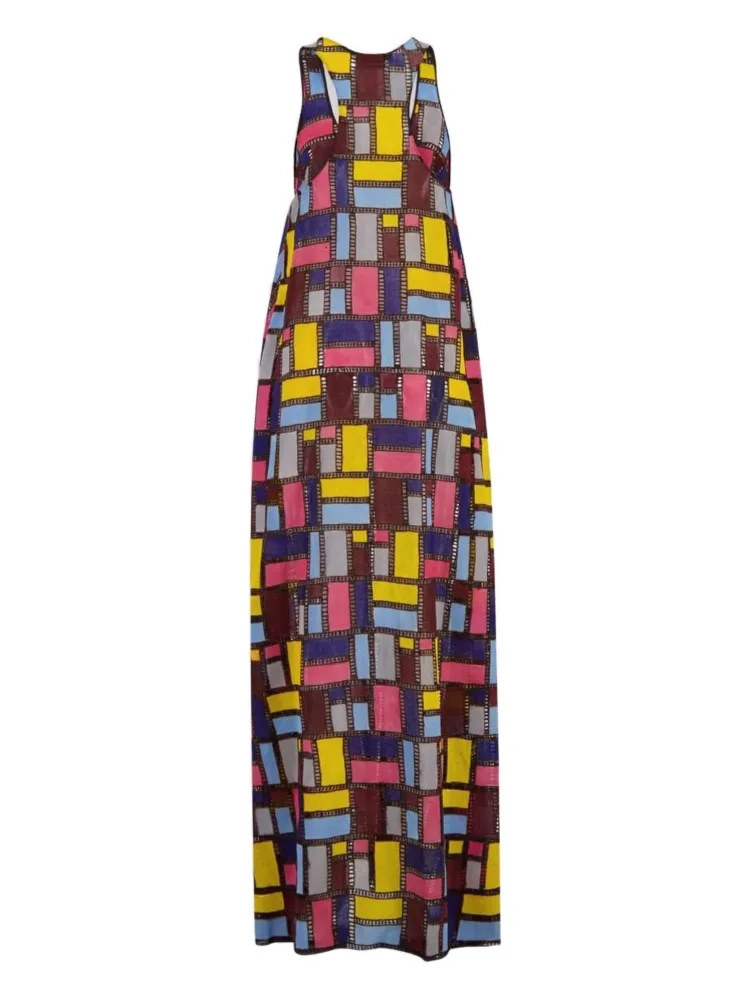 2026 frühling Sommer Neue Strand Urlaub Kleid frauen Mode Bunte Gedruckt Rundhals Ärmellose Lose bodenlangen Langen rock