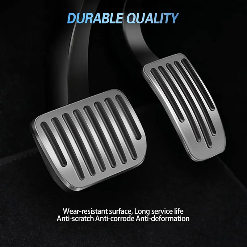 Foot Pedal Pads Covers for Tesla Model Y 2021-2024 Model 3 2021-2024 Highland Accessories Non-slip Aluminum Alloy Foot Pedal Pad