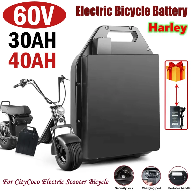 

60V Harley Citycoco Electric Scooter Battery 30Ah 40Ah for 250W~1500W Motorcycle/bicycle Waterproof Lithium Battery With charger