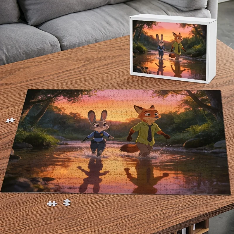 1000pcs Disney Zootopia Judy Hopps and Nick Wild Poster Puzzle | High Difficulty, Home Decor, Ideal for Birthdays and Gifts
