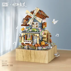 799Pcs Windmill Music Box Building Blocks DIY Vintage Spinning Windmill House Music Box Toys Decor Bricks For Gils Children Gift