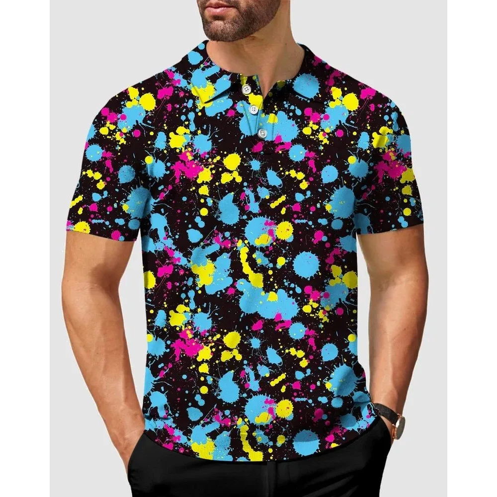 

Men's Faion Casual Home irt 3D Watercolor Design Ultra Slim Fit Nine Sve Length Henry Collar Sle Youthful Trend 2025