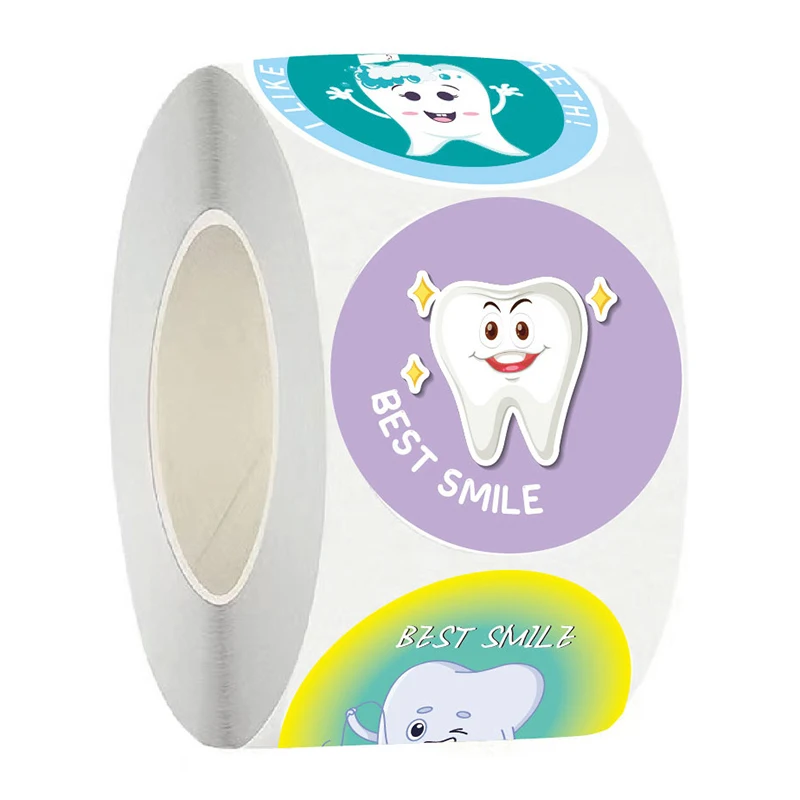 

For Kids Students Graffiti Laptop Stationery Cute Sticker Dental Clinic Gifts 500 Sheets/roll Protect Teeth Cartoon Stickers