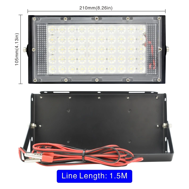 Dc 12V-85V 50W Led Overstroming Licht Outdoor Schijnwerper Spotlight 12V Volt Reflector Led Draagbare beveiliging Licht Verbinden Met Batterij