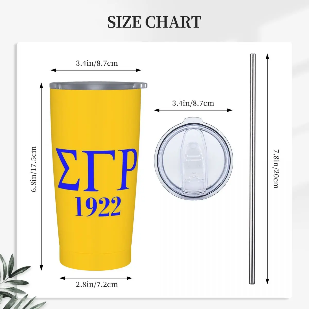 Sigma Gamma Rho 1922 Stainless Steel Tumbler Vacuum Insulated Mug Thermal Cold Cup Straw With Lid 20oz