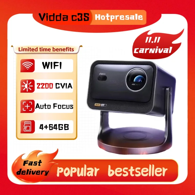 NEW Hisense Vidda C3S IMAX 2200CVIA Lumens Projector 3D HDR10+ Dolby Vision 4K Laser Projector WiFi 6 Home intelligent Projector