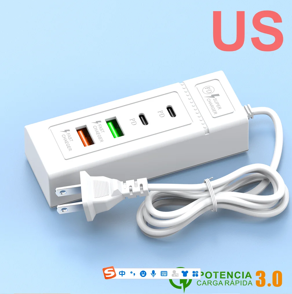 Spina USB presa di corrente stazione di ricarica Splitter 5 v4a USB tipo C 3.0 caricabatterie rapido spina di ricarica del telefono presa elettrica