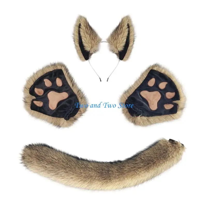 

HX6F Premium Faux Furs Ears Headgear Lightweight Costume Headband Comfortable Wear For LARP Carnivals And Fantasy Dressing Up