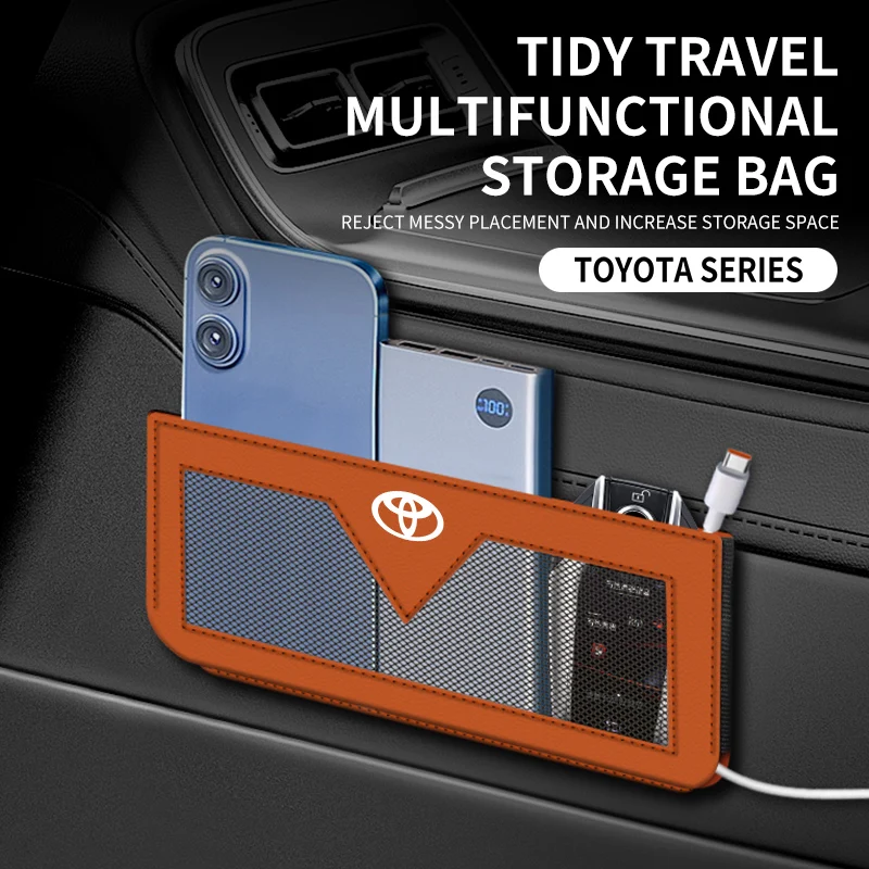 

Раствор для хранения автомобильного сиденья, сетчатый органайзер из искусственной кожи, сумка, боковой карман, наполнитель зазоров для ключей от телефона, солнцезащитные очки, документы для TOYOTA