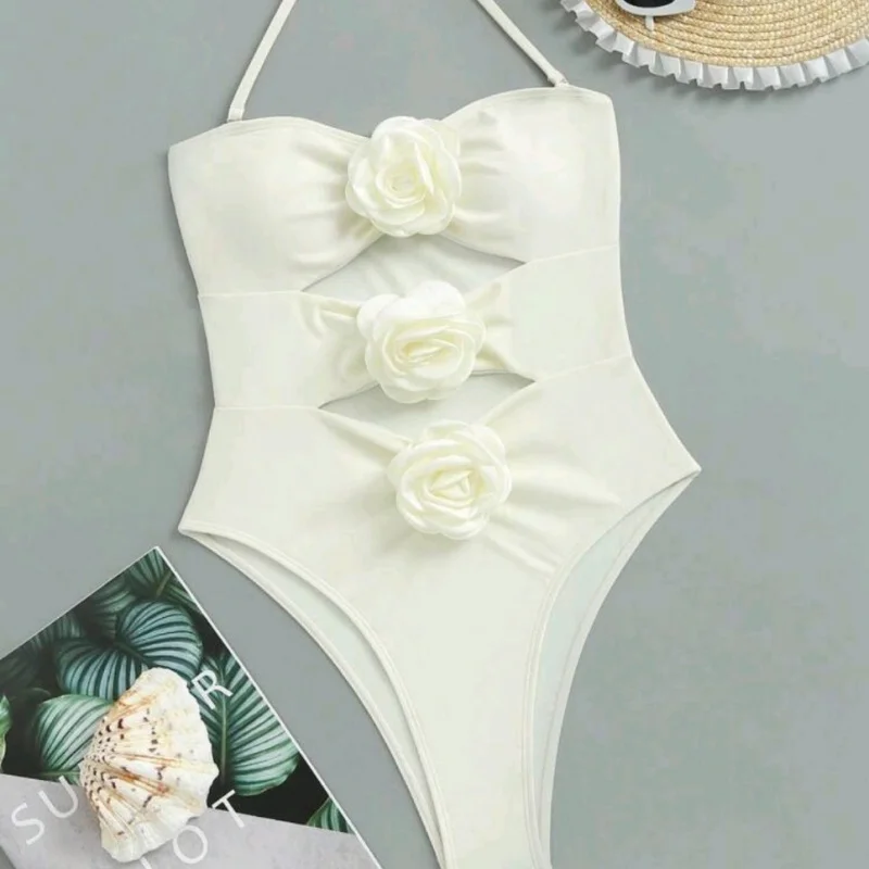 

2024New One-Piece Three-Dimensional FlowerinsWomen's SwimsuitLazadaBeach Vacation Hot Spring Bathing Suit