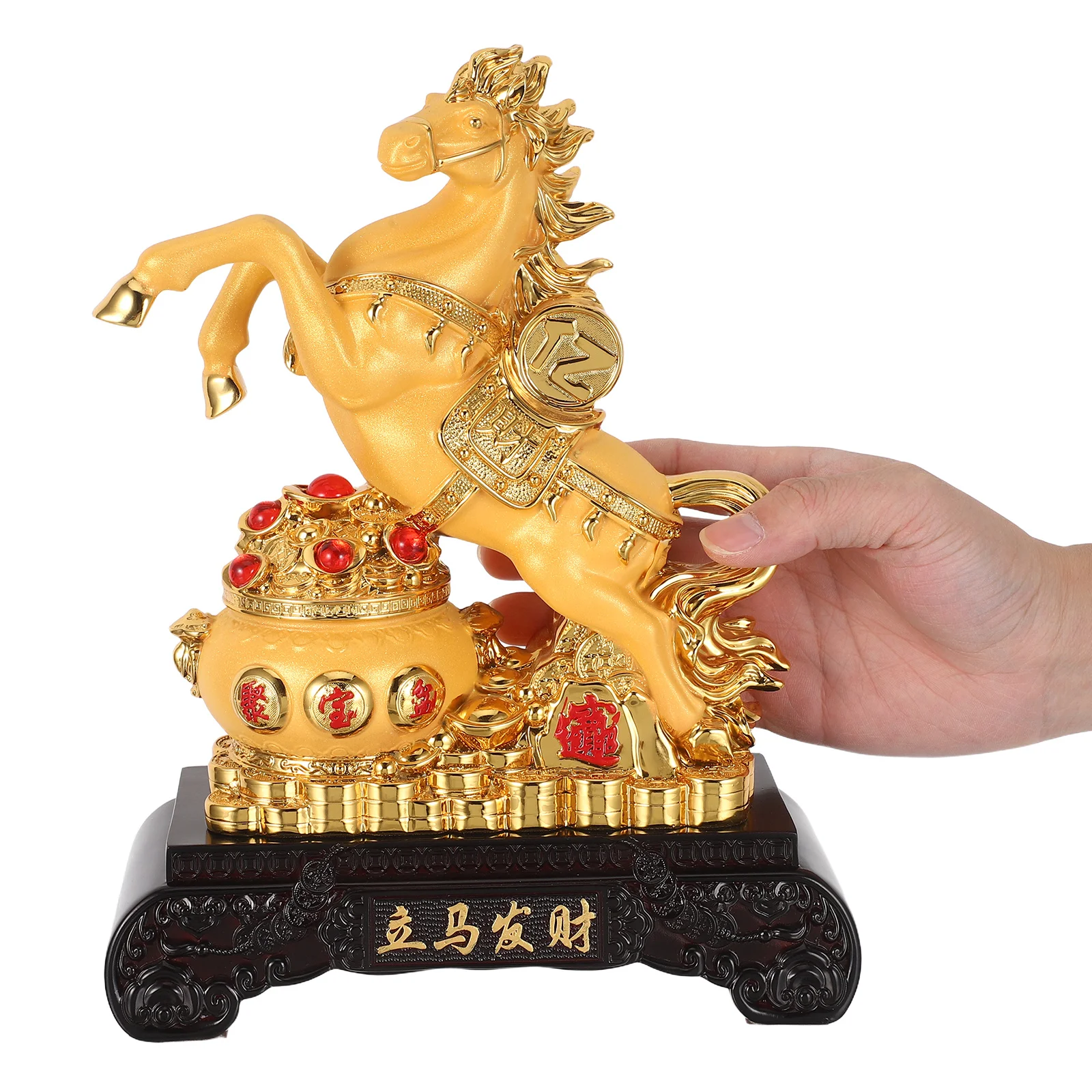 

Resin Standing Horse Statue Feng Shui Chinese Year of The Horse Luck Wealth Attracting Desk Ornament Decorative Home Office