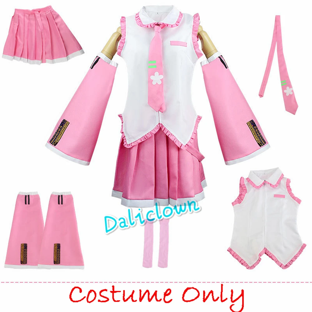 Anime Miku Cosplay Costume Wig Shoes Japan Leather Midi Dress Miku Cosplay Female Halloween Costume Girls JK Uniform Women Men