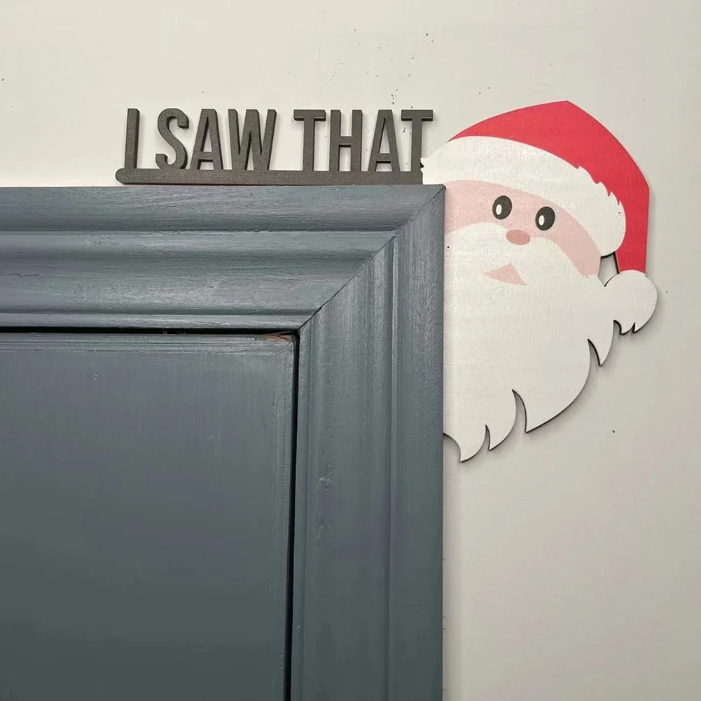 عيد الميلاد إطار الباب الديكور سانتا كلوز زينة عيد الميلاد الخشبية سنة جديدة سعيدة 2024 إطار الباب تقليم الخشب زينة عيد الميلاد #4