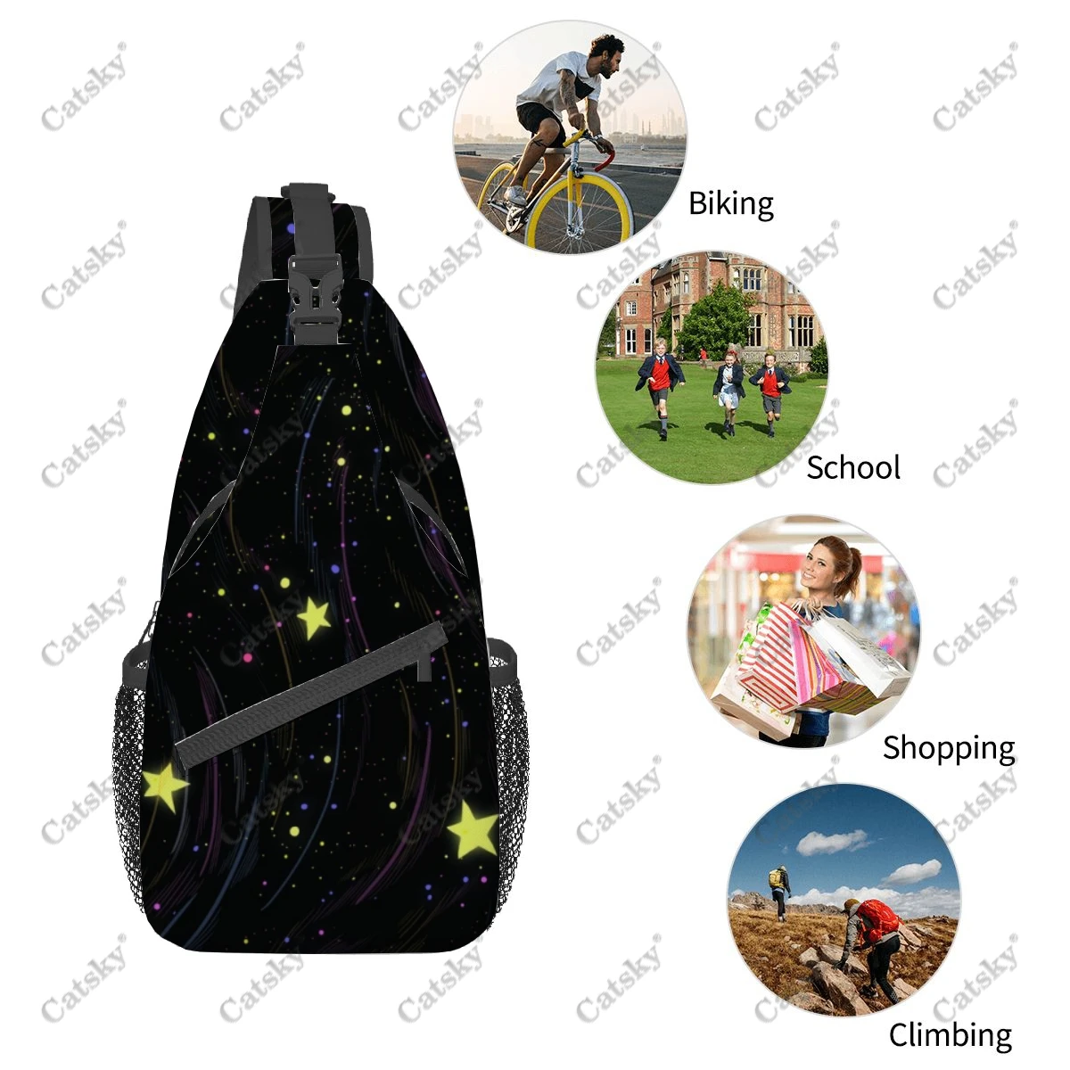 Star Men\'s casual slanted shoulder bag chest bag large capacity printed sports storage women crossbody bag