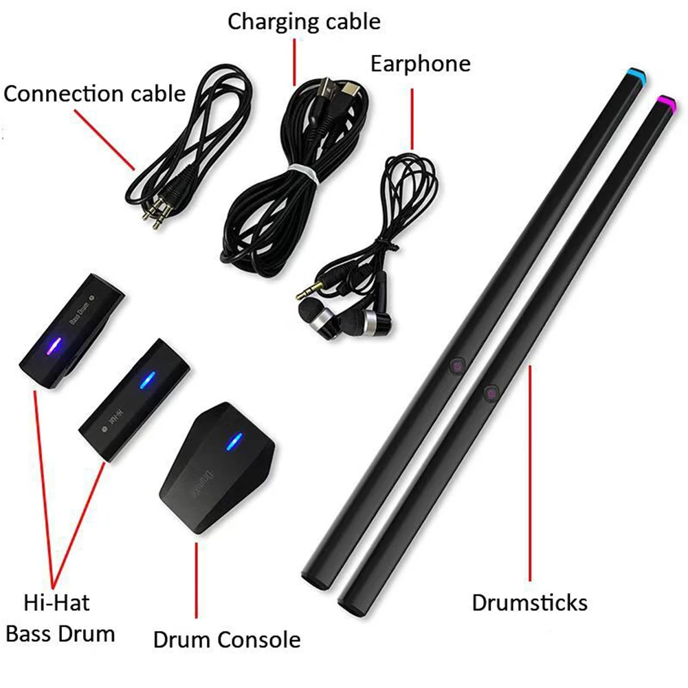 Virtual Drum Kit Somatosensory Drum Kit Electronic Drumsticks Air Drum Stick with Control Console Mix Electronic Drum Set