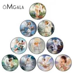 New Vintage Cute Angel Baby Paintings 10pcs 12mm/18mm/20mm/25mm Round photo demo glass cabochon flat back Making findings
