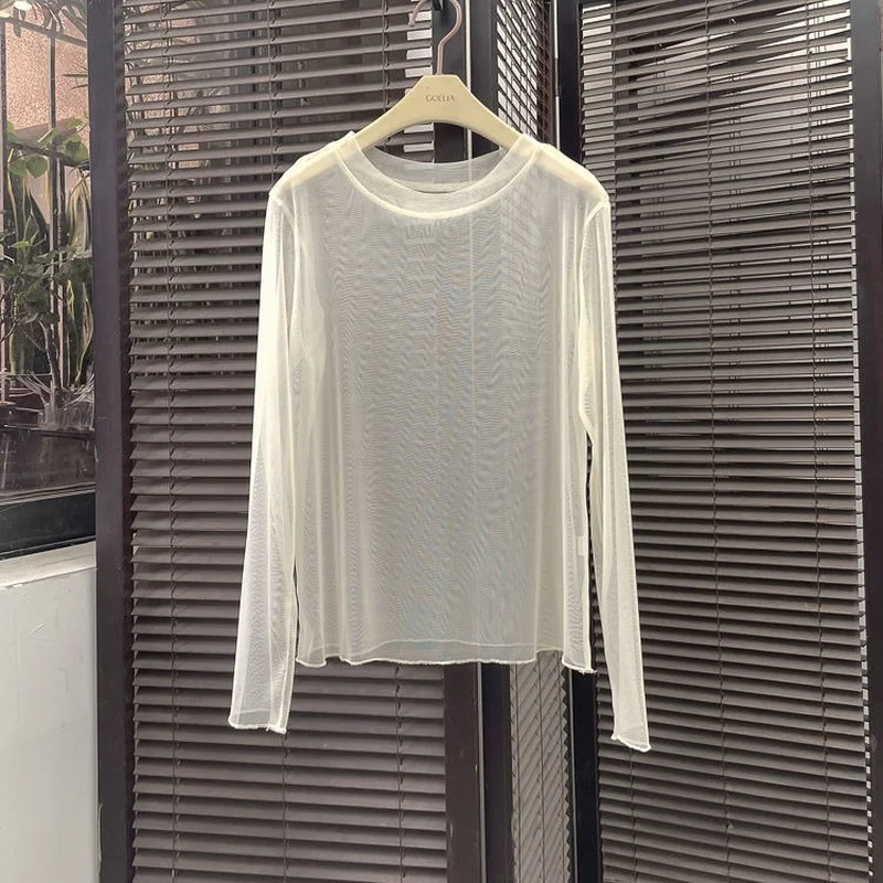 T-shirty damskie gaza jednolita, letnia cienka O-neck cały mecz krem do opalania słodka prosta na co dzień damska koreański styl podstawowa moda