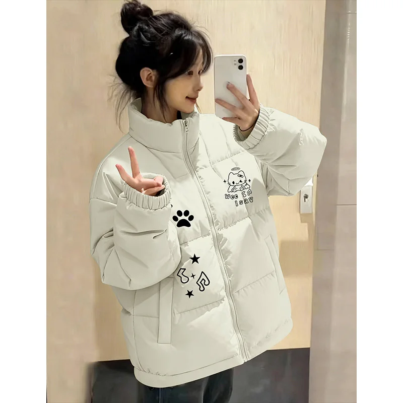 

Parka Hiver Womens Handsome Lapel Neckline Metallic Coffee Color Knee-Length Thick Wadding British Style Elegant Wadded Neutral