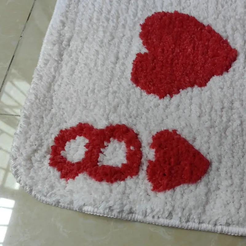 Alfombra de corazón de amor rojo, alfombrilla suave con forma de tarjeta, decoración de sala de estar, antideslizante, para suelo de baño,