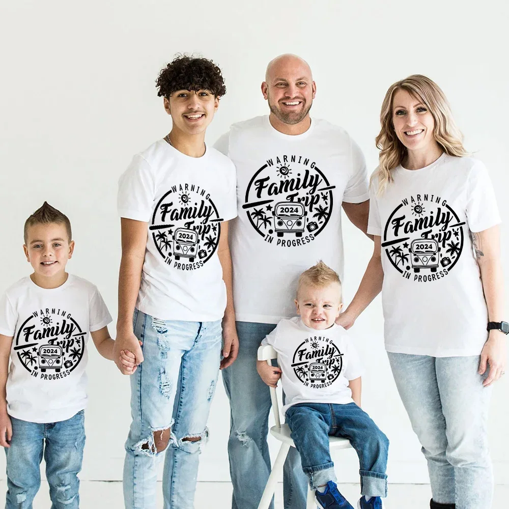 Family Trip 2024 Shirt Warning Family Trip in Progress Shirt Summer Vacation Clothes Travel Family Shirt Gift Short Sleeve Tee