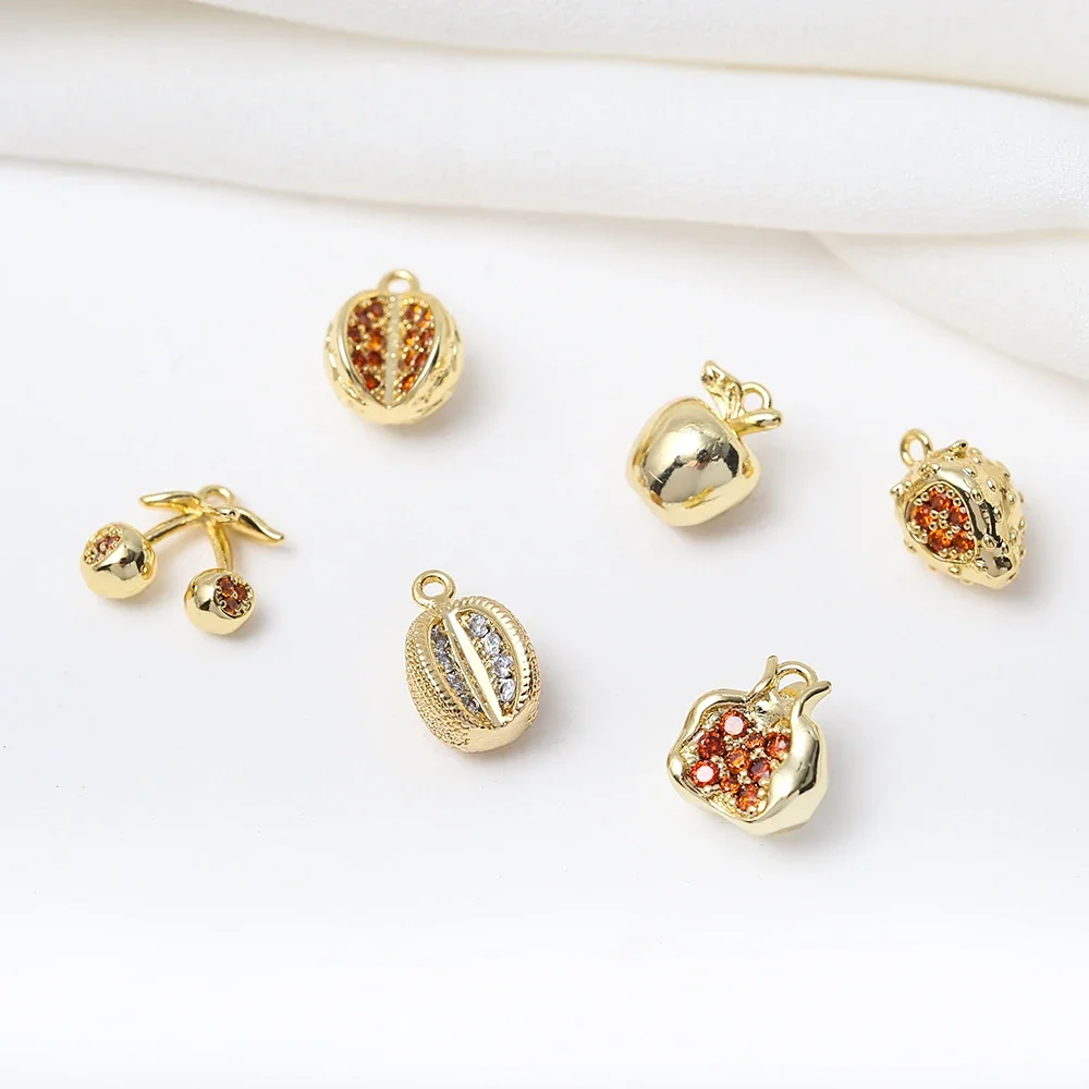 

5Pcs Micro Pave Cubic Zirconia Pomegranate Seeds Pendant Brass Fruit Charms For DIY Bracelet Necklace Jewelry Making Accessories
