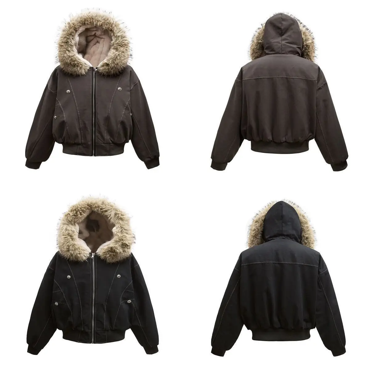 

Fur Collar Youth Trend fleece-lined and thickened Hoodies Winter Coat Warm Loose Fleece Jacket Trendy Mens Anti Cold Thick Coat