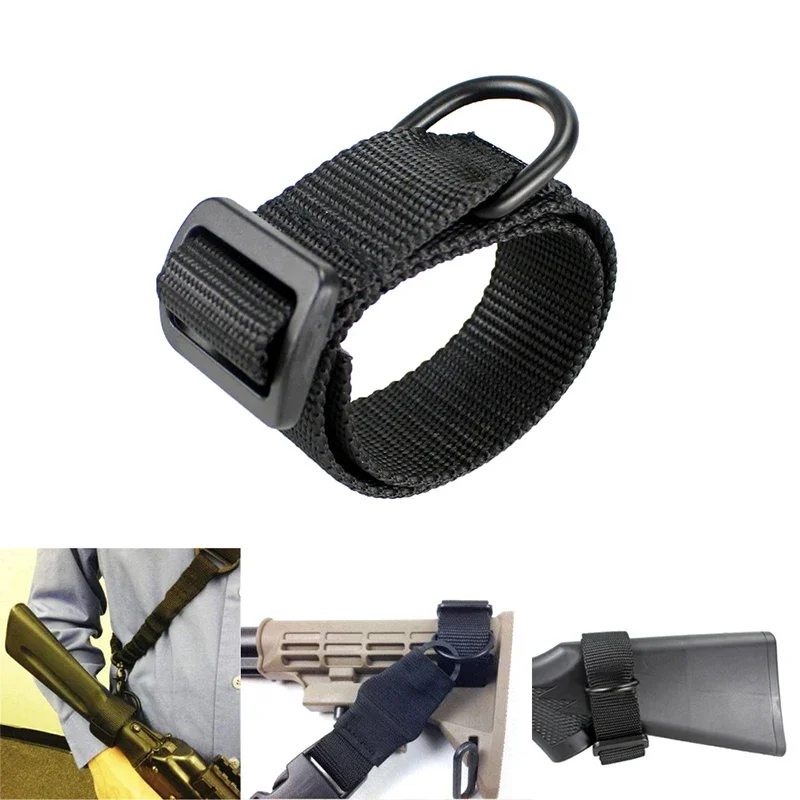 Airsoft ButtStock Sling Adapter Tactical Gun Sling Adjustable Rifle Sling Nylon Strap with D Ring Loop for Hunting