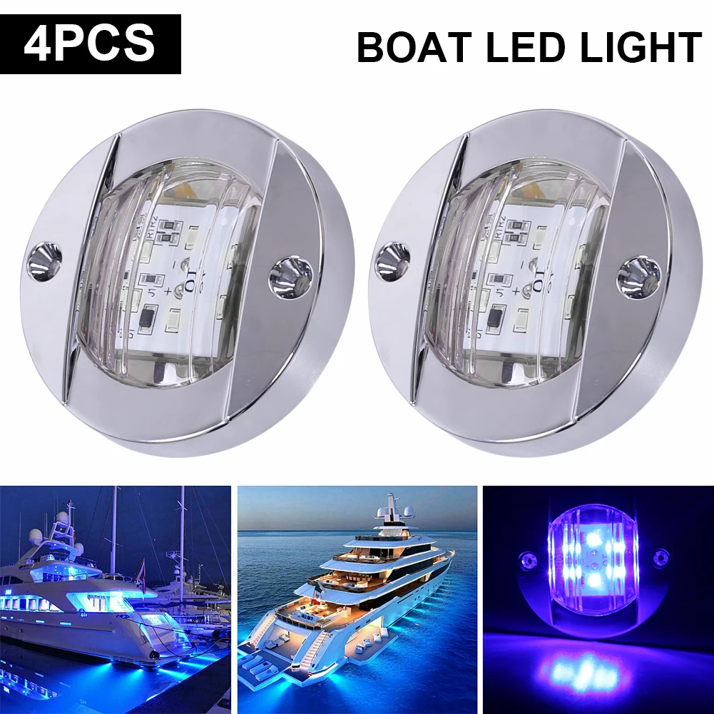 1/4Pcs Marine Boat Transom LED Stern Light DC 12V Yacht Waterproof Round Tail Lamp Marine Interior Cabin Deck Courtesy Light