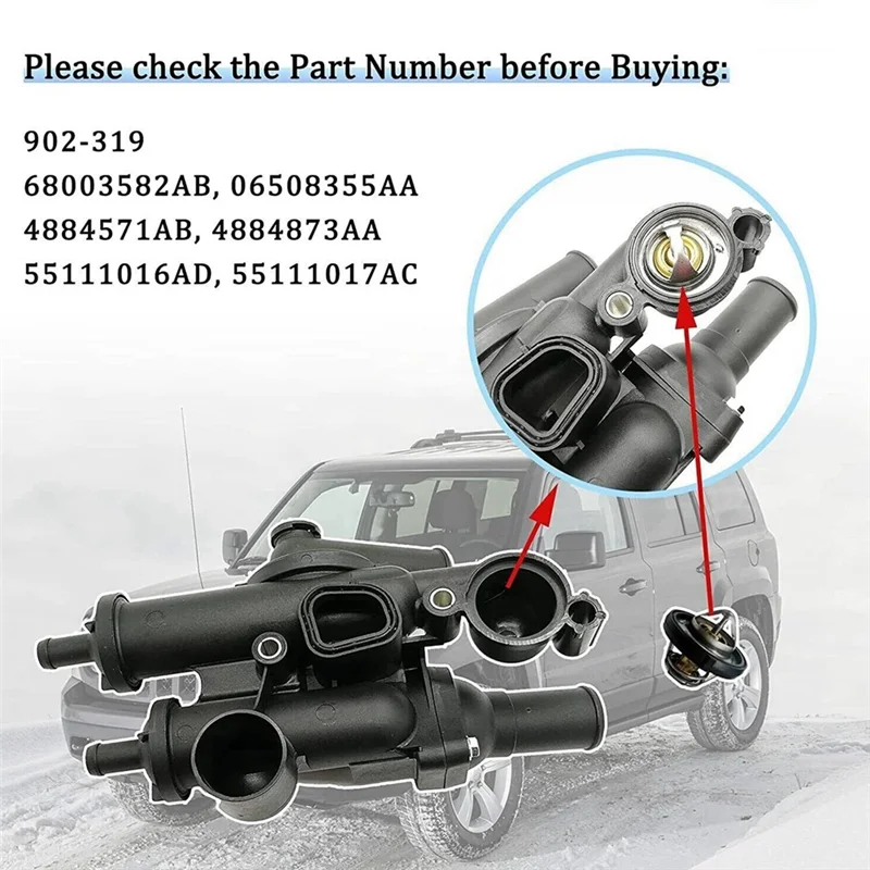 

NEW-Automotive Thermostat Assembly Thermostat For Jeep Compass Patriot Dodge Avenger 2.4L 2007 2008-2017 68003582AB Parts