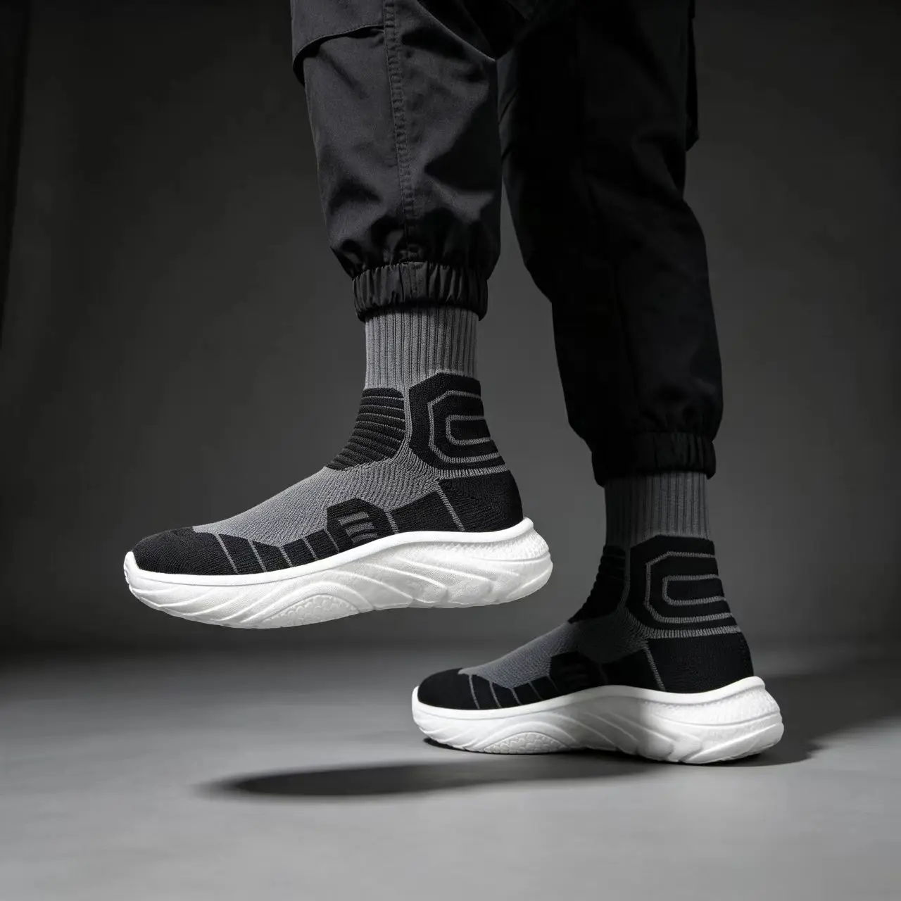 Men High‑Top Sock Training Shoes Popcorn Cushion Sole Breathable Sneakers Non‑Slip Jump Rope Yoga Gym Fitness Walking Sport Shoe - view 4