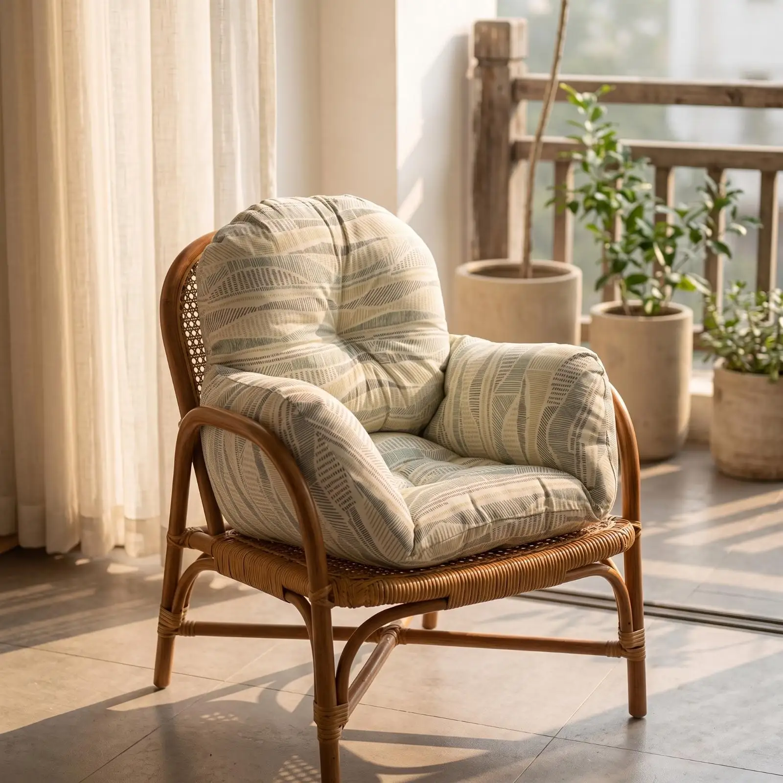 Tufted Hanging Chair Cushion Set for Rattan Basket Egg Chair Soft Cotton Cover Backrest Seat Arm Support Cozy Relaxing Comfort