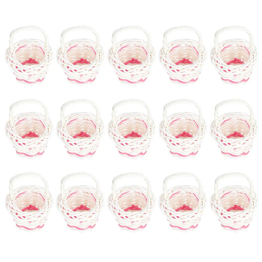 

15Pcs Mini Woven Baskets Handheld Rattan Flower Basket Lightweight Portable for Party Sweets Photography Prop Decor